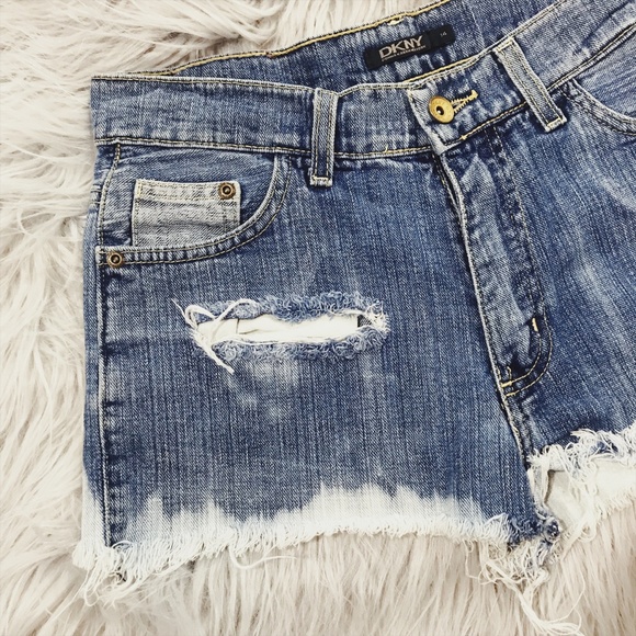 DKNY Cut Off Denim Shorts - Picture 3 of 5